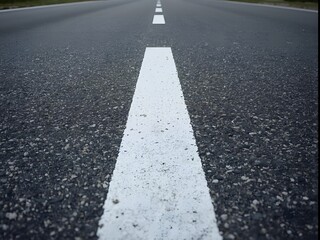 Obraz premium Marathon start line close-up asphalt road surface perspective white paint marking for race day
