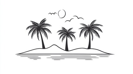Simple palm trees island illustration