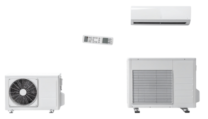  Household Air Conditioning System Set Indoor Wall Unit, Outdoor Condenser, and Remote Control – Transparent PNG