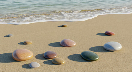 Obraz premium Beach stones ocean tide sand shoreline