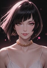 Beautiful woman character, futuristic look. abstract-looking style 
