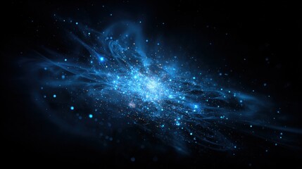 background abstract particle glow blue dark explosion light technology effect glistering illustration graphic futuristic energy electricity digital three-dimensional flare dust black design