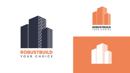 Modern Construction and Real Estate Logo Design, with bricks, buildings or skyscraper.