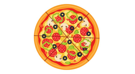 Delicious, Freshly Baked Pizza with Pepperoni and Olives.