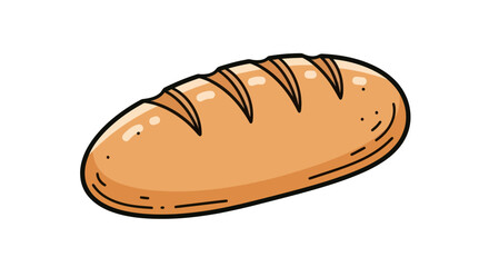 Cartoon Illustration of a Freshly Baked Loaf of Bread.