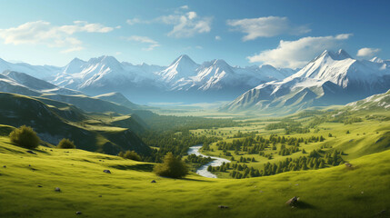 Obraz premium River through Green Valley 