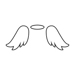 Halo with wings icon vector. Angel wings illustration sign. Deceased symbol or logo. Halo mark.