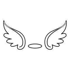 Halo with wings icon vector. Angel wings illustration sign. Deceased symbol or logo. Halo mark.