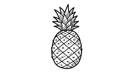 Obraz premium Vintage Line Art Drawing of a Pineapple.