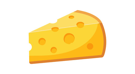 Cartoon Cheese Wedge with Holes, Yellow Dairy Product.