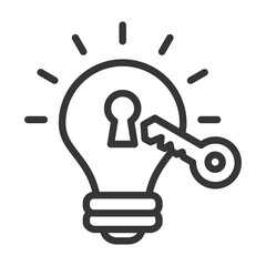 
outline icon single problem solving with light bulb and key design