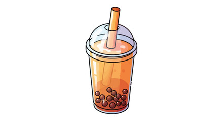 Cartoon Illustration of a Bubble Tea Drink.