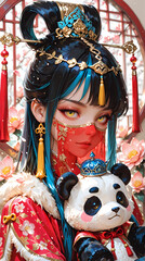 Beautiful woman character, futuristic look. abstract-looking style 