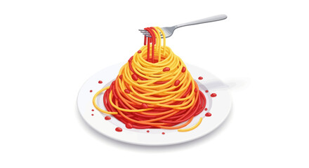 Delicious Spaghetti Pasta Dish with Tomato Sauce and Fork.