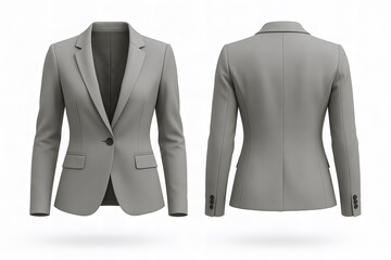 Women’s Light Gray Blazer Mockup – Modern Fashion Business Jacket Template with Front and Back