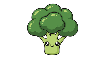 Adorable Cartoon Broccoli with Happy Face.