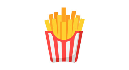 Vibrant Cartoon French Fries in Classic Red and White Striped Carton.