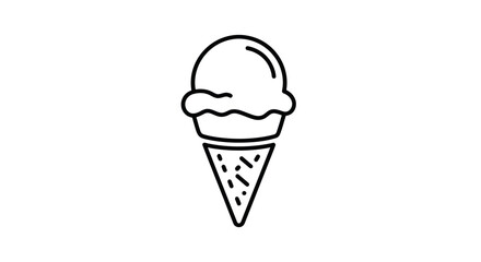 Simple Outline of an Ice Cream Cone with Scoop.