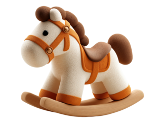Cute Cartoon Rocking Horse Icon In macOS Style 3D Illustration On Transparent Background