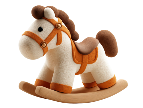 Cute Cartoon Rocking Horse Icon In macOS Style 3D Illustration On Transparent Background