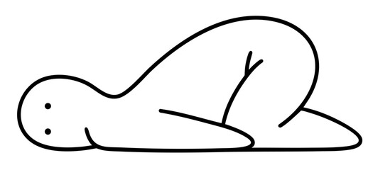 character lying curled in fetal-like position symbolizing depression