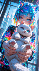 Beautiful woman character, futuristic look. abstract-looking style 