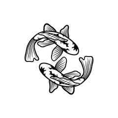 Koi fish logo design vector template. Koi fish line art. Koi fish japanese logo vector element