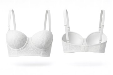 White Lace Balconette Bra Mockup