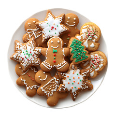 Plate filled with Christmas cookies including png