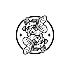 Koi fish logo design vector template. Koi fish line art. Koi fish japanese logo vector element