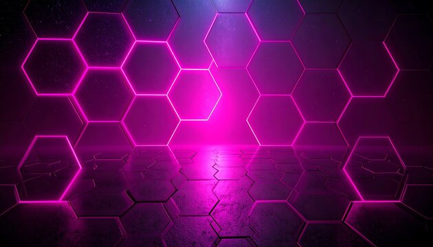 Neon hexagon pattern
