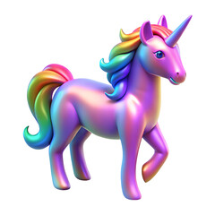 Unicorn Figure in Vibrant Gradient Holographic Colors , Minimal Surrealism Concept
