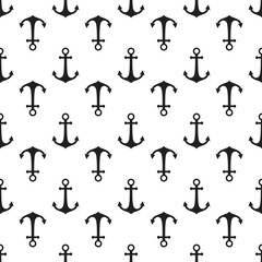 Seamless pattern with black anchor. Texture, decorative element. Pattern, wallpaper template, Part of a vintage ship isolated on white background.
