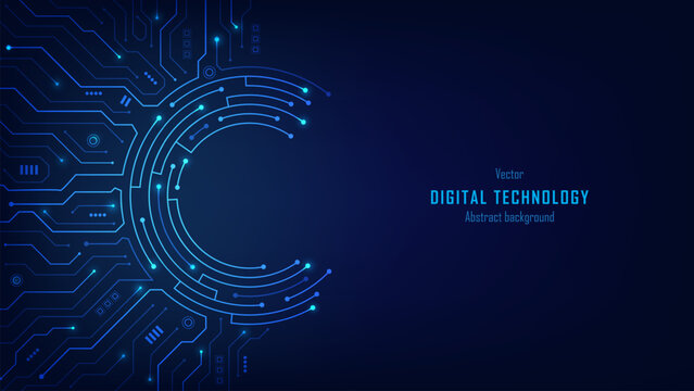Futuristic circuit board and HUD frame background. Circuit board texture. AI, Artificial Intelligence. Futuristic motherboard design with data connections, processor, HTML code. Vector illustration. - Powered by Adobe