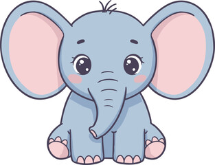 Naklejka premium Cute Flat Baby Elephant Vector
