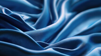 Obraz premium Blue satin fabric waves texture background