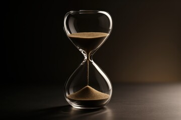 Hourglass with flowing sand. Use for time management, deadlines, business strategy and life balance themes 
