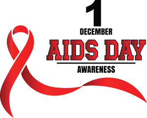 World Aids Day  Vector red  ribbon 