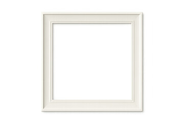 White wooden picture frame displaying clean minimal design, resting against neutral transparent backdrop