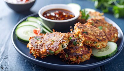 Fototapeta premium Pempek Palembang Fishcake with Vinegar Sauce. Traditional Indonesian Food