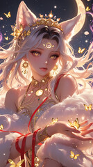 Beautiful woman character, futuristic look. abstract-looking style 