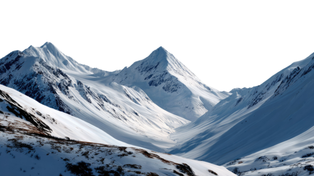 Majestic Mountains: A breathtaking panorama of snow-capped mountain range reaching towards the sky, where natural beauty and the raw power of nature converge. 