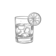 Cocktail Glass with Citrus Garnish Illustration