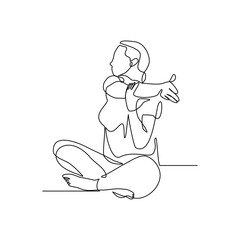 Continuous line drawing of sporty woman yoga pose exercise. Vector illustration editable stroke relaxing sport concept