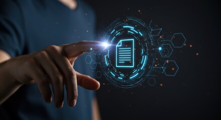 Digital Document Management and Data Organization with Futuristic Technology Interface