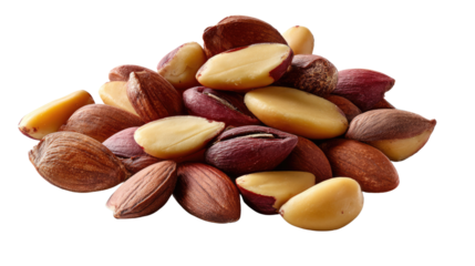 Savory Nut Delight: A tempting close-up showcases a varied assortment of raw nuts, each one a testament to nature's bounty and the rich potential within.