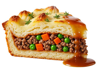 Slice of shepherd's pie with gravy
