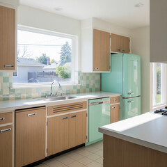 Fototapeta premium Retro Kitchen Refresh: A Nod to Mid-Century Modern