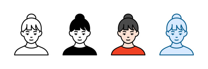 Top Knot Icon Set Multiple Style Collection