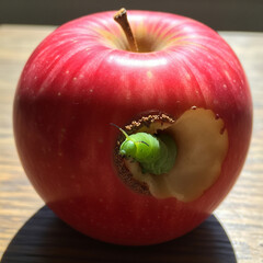apple eaten by caterpillars
